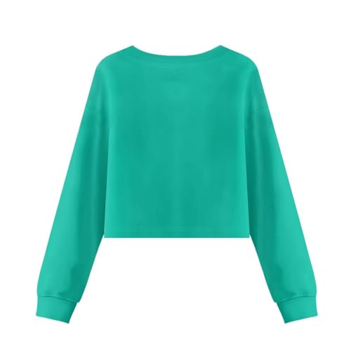 Girls Crop Tops Long Sleeve Shirts Cute Casual Cropped Sweatshirt for School Teens Kids Fall Pullover Size 5-143