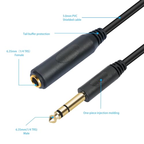 Cable Extensor Estéreo 6.35mm Macho a Hembra 180cm miniatura 2