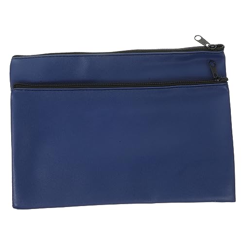 2Pcs PU Leather Money Pouches for Cash and Receipts Zippered Bill Storage Bag with Two Pockets for Organizing Money Checks and Small Items