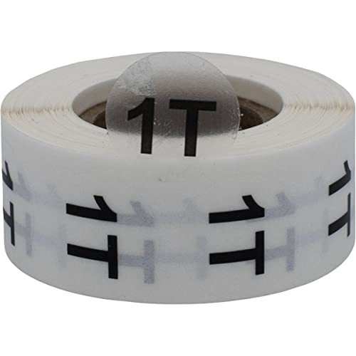 Clear Circle 1T Toddler Clothing Size Stickers - 3/4 Inch Round, 500 Clear Plastic Adhesive Labels Per Roll for Retail Apparel, Kids Clothing Organization, and Inventory - Made in The USA2