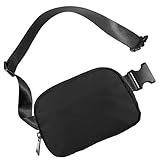 Riñonera negra deporte, bolso cruzado unisex dos compartimientos, mochila entrenamiento con cremalleras y correa ajustable, tela Oxford ligera y resistente.