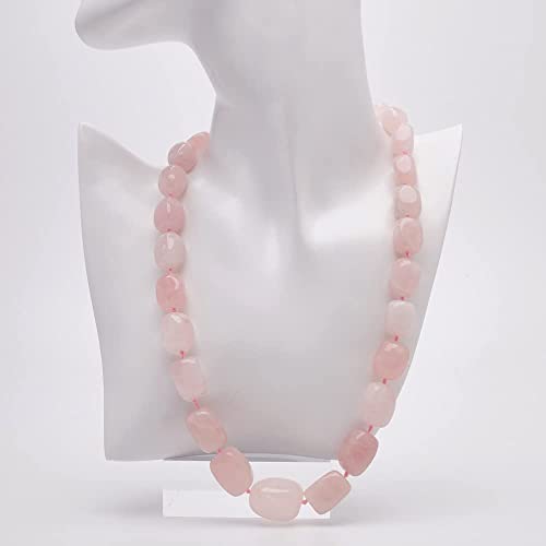 Vn Jewelry Women's Handmade Natural Gemstone Beaded Necklace, Chunky Statement Beaded Necklace For Women Girls - Gift Boxed Ideal Gift For Her (Rose Quartz) #TOP1