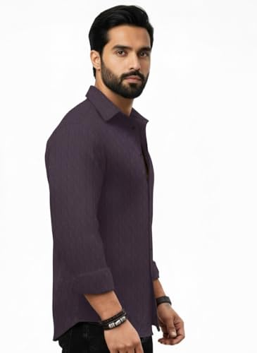 Image of Amazon Brand - INKAST Men's Regular Fit Button Down Dress Shirts Textured Long Sleeve Casual Hawaiian Shirt