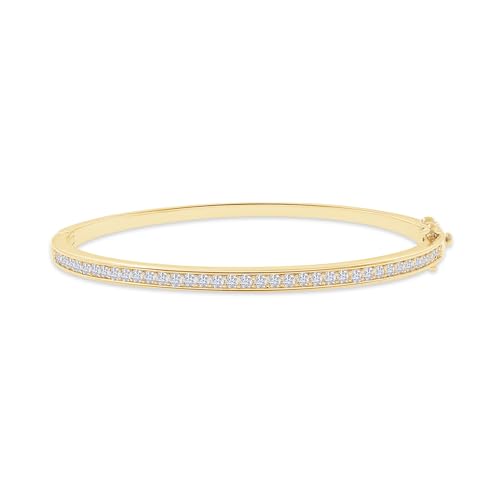 18K Gold Plated Moissanite Bangle Classic Tennis Bracelet | Gold Bracelets for Women | 3.3MM Width Moissanite Diamond Wedding Bracelets for Brides (1.00Cttw To 1.17Cttw)