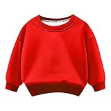 [veolaimy] トレーナー キッズ 女の子 裏起毛 暖かい スウェット 男の子 防寒 あったか 子供服 ベビー服 丸首 カジュアル 快適 プルオーバー ボーイズ 無地 おしゃれ ルームウェア ガールズ 人気 秋冬服 お出かけ 通園 通学 普段着(レッド,120)