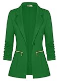 Genhoo Plus Size Casual Blazer for Women Work Office Suit Jacket Knit Boyfriend Blazer Green 3XL