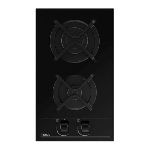TEKA Placa de Gas Cristal Gas 30 cm, 2 Quemadores, Mandos Frontales Ergonómicos, Seguridad Termopar, Sistema Fast-Click, Modelo GBC 32000 KLN