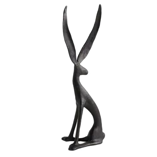 Estatua moderna de conejo de resina negra para decoración