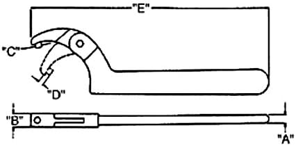 Wright Tool 9641 Adjustable Pin Spanner Wrench with Black Industrial Finish, 3/4" to 2" Capacity Range