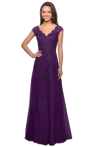 Laces Tulle Mother of Bride Dresses V-Neck Mother of The Groom Dresses Elegant Formal Evening Party Gowns
