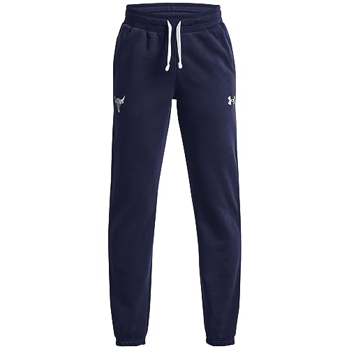 UA Boys' Project Rock Joggers Midnight Navy Green Under Armor Training Pants XS