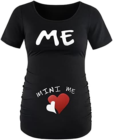 DEBELLY Women Maternity Blouse Cute Tunic Tops Raglan Sleeve Crew Neck Pregnancy Shirts Side Pleated Stretch Mama Tee,Me & Mini Me,XXL