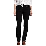 JAG Jeans Women's Peri Mid Rise Straight Leg Pull-on Jeans, Black Void, 6