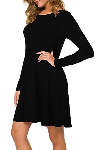 Image of TOPONSKY Women's Casual Plain Simple Loose Flowy Short-Sleeve T-Shirt Dress
