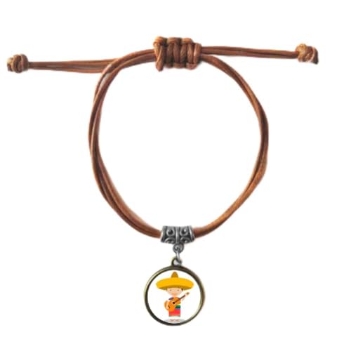Bracelet Mexique en cuir avec chapeau et guitare pour couple