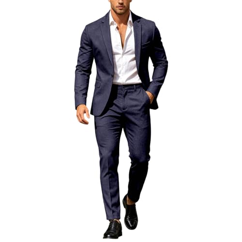 Costume homme confortable ensemble blazer ajusté et pantalon uni