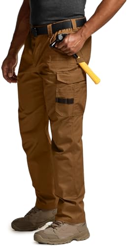 CQR Mens Quick Dry Work Pants Water Resistant Outdoor Tactical Pants Lightweight Stretch Cargo Hiking Pants Work Pants Copper Brown 36W x 30L