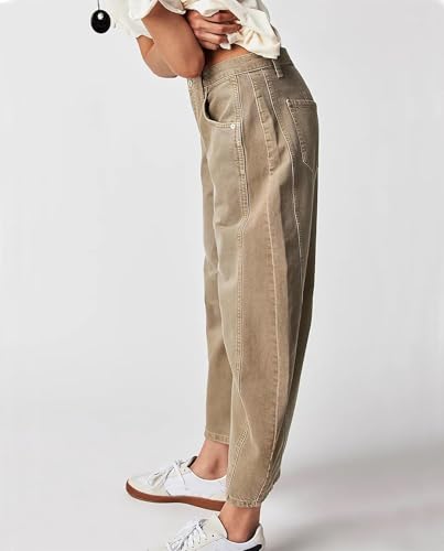 Womens Barrel Jeans Wide Leg Baggy Denim Pants with Pockets Plus Size Vintage Western Boyfriend Cropped Cargo Pants3