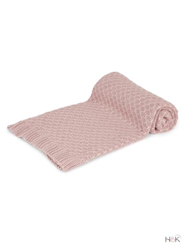 Image of haus & kinder Knitted Baby Blanket with Toy, Breathable Baby Blankets Newborn, Baby Blanket for 0-2 Years, Cozy Blankets for Crib, Nursery & Stroller, New Born Baby Essentials | Blossom