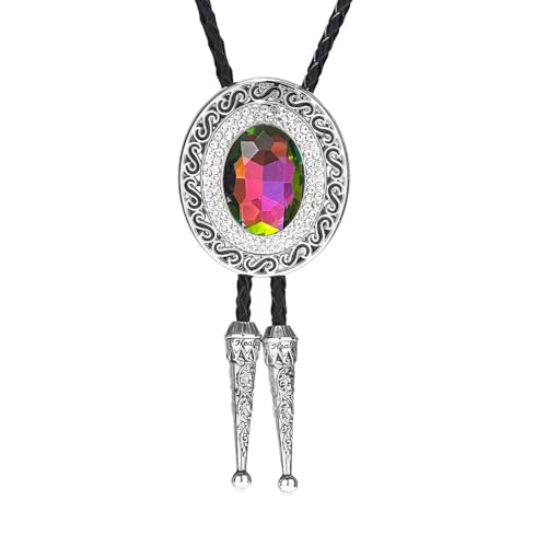Image of Western Bolo Tie Cowboy Bolo Ties Rhinestone Necklace Bola Tie for Men Women