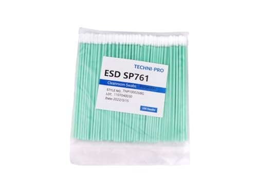 Techni-Pro TNP100026BG - PSWB761 Cleanroom ESD Polyester Knit Swab, Static Dissipative Poly Handle, 100/Bg