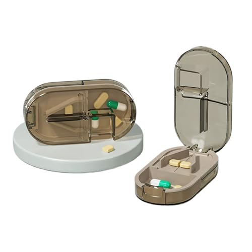 ARYIMYDP 1 Tagliapillole 3-in-1 con Funzione di Taglio e Conservazione, Scomparto Integrato per Svuotamento Facile, Pratico Divisore di Pillole per Uso Quotidiano, Design Igienico e Pulizia Facile