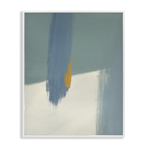 'Abstract Blue Green Brush Strokes On Off-White'| Framed Giclee Art