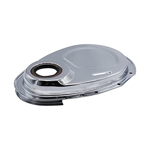 Houshome Kit de tampa de corrente de distribuição cromada apto para SB Chevy 327 350 383 400 Conjunt