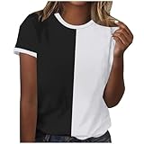 tsaChick Shirt Damen Weißes Shirt Black Edition Kurzarm Leinenhemd Damen Sommer T Shirts Damen Rundkragen Extra Lang Tshirt Weiss Damen Jeansbluse Damen Abendmode 2024 Neu D5212