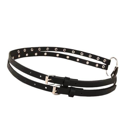 Grommet Waist Belt Punk Double Skinny Chain Grunge Buckle Modern Waistband Waist Chain Studded Belt4