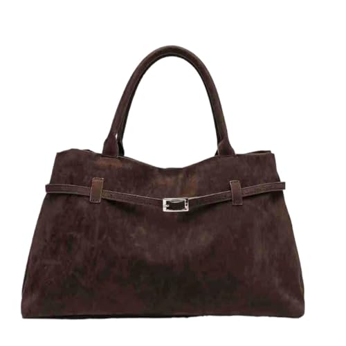 Sac à main en daim pour le bureau et tous les jours : le grand cabas marron vintage