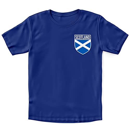 Image of Scotland Football Shirt Kids - Boys Scotland Flag Badge Retro T Shirt - Football Country European 2021 Supporters Gifts For Kids - 2020 English Tournament Footy Soccer Top, 12-13 Years, Navy