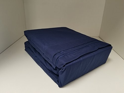 Linen Superstore Microfiber Wood Frame Waterbed Sheet Set With Stay Tuck Poles - Solid Color With Embroidery - (Navy, Queen Waterbed) #TOP2