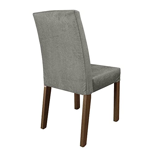 Conjunto Sala de Jantar Mesa Tampo de Vidro 6 Cadeiras Rustic/preto/silver Geórgia Madesa