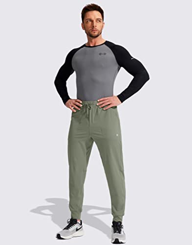 Viodia Men's Joggers With Zipper Pockets Athletic Running Track Sweatpants For Men Workout Traning Gym Pants Sage Green #TOP5