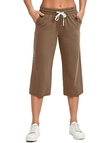 Image of SPECIALMAGIC Women Capri Pants Cotton Yoga Wide Leg Pajama Pants Capris Sweatpants Sports