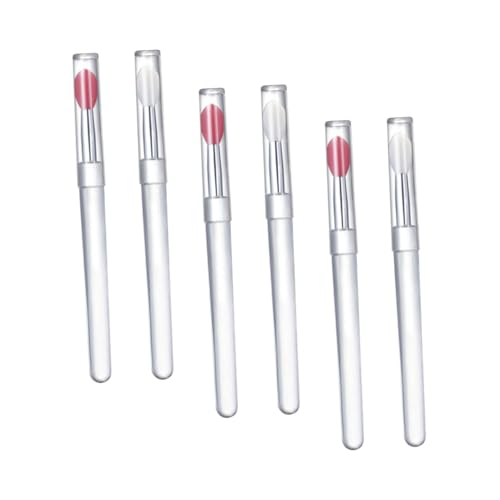 BIUDECO Ergonomic Silicone Lip Brush Set 6pcs Reusable Lipstick Applicator Caps for Beauty