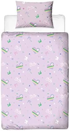 Barbie Official Single Duvet Cover | Reversible 2 Sided Bedding, Lovestruck Design | Official Merchandise, Includes Matching Pillowcase