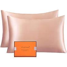 Vividmoo Natural Silk Pillow Cases 2 Pack Queen Size, 19mm with Hidden Zipper, Both Sided 100% Mulberry Silk Pillow Covers, Hypoallergenic Gift, Soft Breathable Smooth, 20x30in, Rose Golden