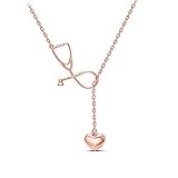 Estetoscopio Collar De Lariat con Corazón, Corazón Y Estetoscopio Colgante para Médico Regalo De Enfermera Estudiante De Médico，Oro rosa