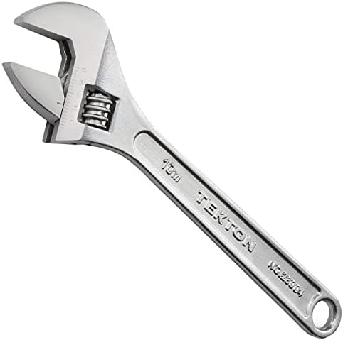 6 8 10 12 Inch Silver Adjustable Wrench, 20-40 mm Wide Jaw Opening, Drop Forged Steel Heat Treated Chrome-plated, Professional Garage DIY Classic Proto Tools (10 Inch)