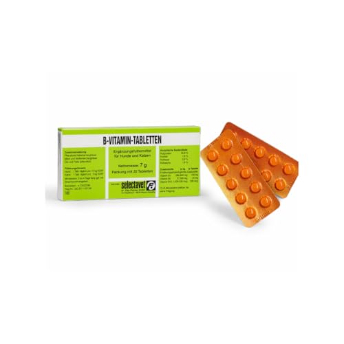 Selectavet B-Vitamin-TABLETTEN | 20 Tabletten | Ergänzungsfuttermittel für Hunde & Katzen | Mit...