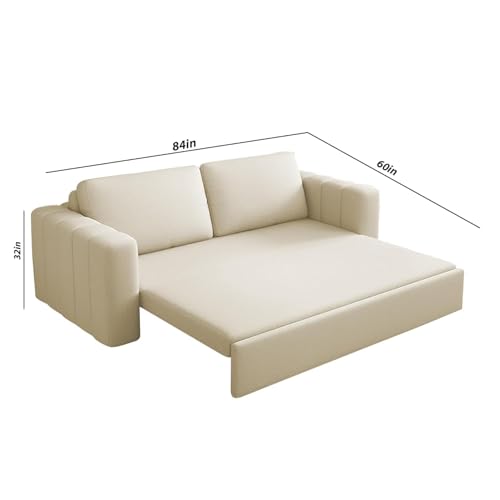 Image of Cisco 3 Seater Sofa Cum Bed for Home & Living Room (Cream Fabric) | Modern Premium Fabric Sofa Set | Comfortable Convertible Sofa Bed | Furniture for Home, Office & Living Room