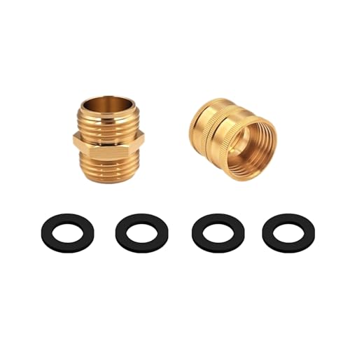 BOSICATS Garden Hose Adapter 3/4 Inch Solid Brass Hose Adapters Male to Male Hose Adapter and Female to Female Hose Adapter(Included Washers)