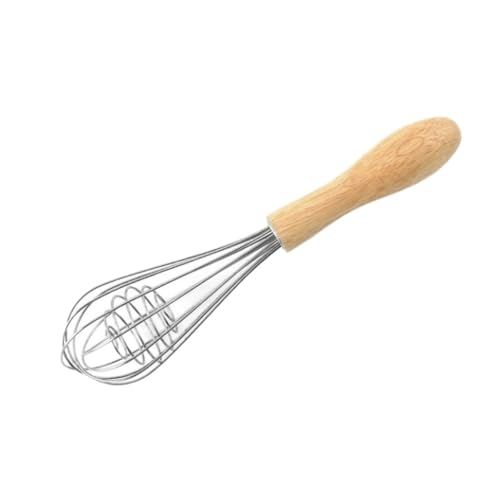 コンパクトエッグ泡立て器 木製ハンドル エッグビーター 手動 ステンレススチール 便利なミキサー ハンドミキサー ハンドミキシングホームキッチンツール 便利なハンドウィスク(25x5.5cm)