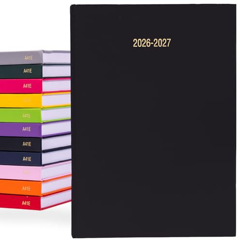 2026 2027 Academic Diary A4 Page a Day - Mid Year Hardback Planner From August 2026 to July 2027 - Student Teacher School Organiser with Ribbon Bookmark (A4, Black)