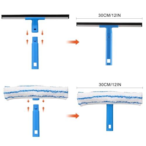 Mitclear Fensterreiniger Set(30cm), Silikon-Fensterabzieher + Mikrofaser-Fensterwischer, Professioneller Fensterreinigungsset für Bad, Dusche, Auto, Glas
