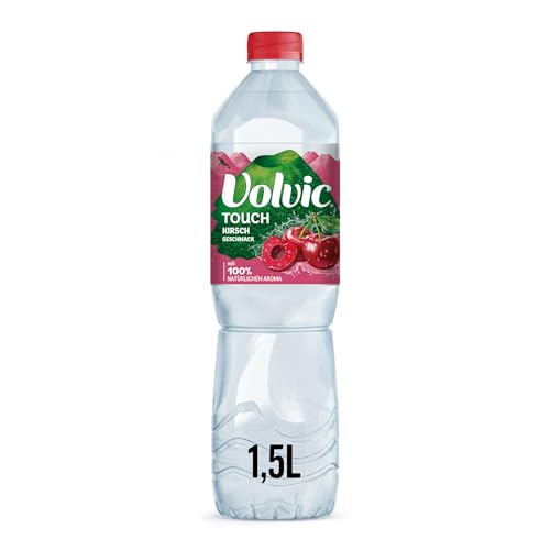 Volvic Touch Kirschgeschmack – Erfrischungsgetränk aus natürlichem Mineralwasser Volvic mit Kirschgeschmack – ohne Konservierungsstoffe – 6 x 1,5 l