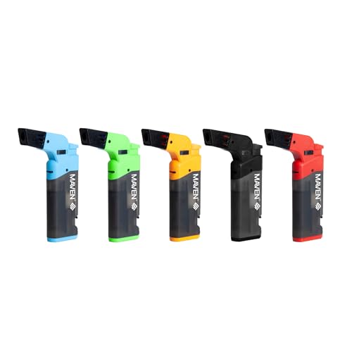 Popper Torch Lighters, 5 Pack, Refillable Butane Gas Lighters, Adjustable Jet Flame, Windproof Mini Pocket Torch for Kitchen, Candles, Cooking, Baking, BBQ, Camping, and More (Butane Not Included)