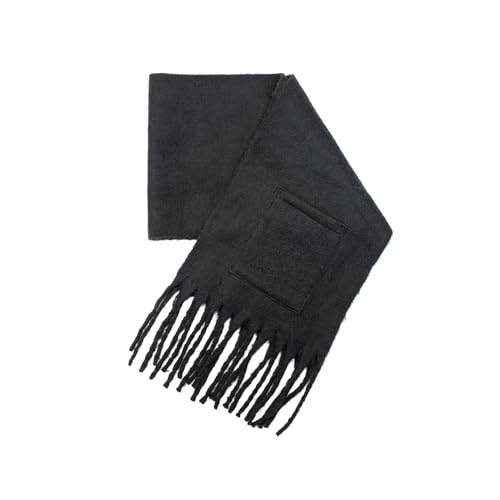 Sprigs Extra Long Fringe Scarf with Pockets for Women, Knit Scarf with 2 Front Pockets for Phone, Chunky Blanket Scarf